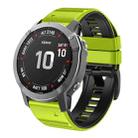 For Garmin Fenix 7/7X/6/6X/5/5X 22mm Two-Color Silicone Watch Band(Lime Green + Black) - 1