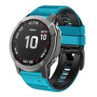 For Garmin Fenix 7/7X/6/6X/5/5X 22mm Two-Color Silicone Watch Band(Sky Blue + Black) - 1