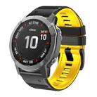 For Garmin Fenix 7/7X/6/6X/5/5X 26mm Two-Color Silicone Watch Band(Black Yellow) - 1