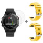 For Garmin Fenix 5 2pcs Silicone Watch Band with 2pcs Tempered Glass Film(Yellow) - 1