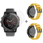 For Garmin Fenix 5X 26mm 2pcs Quick Removable Silicone Watch Band with 2pcs Tempered Glass Film(Yellow) - 1