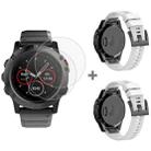 For Garmin Fenix 5X 26mm 2pcs Quick Removable Silicone Watch Band with 2pcs Tempered Glass Film(White) - 1