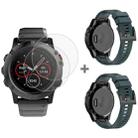 For Garmin Fenix 5X 26mm 2pcs Quick Removable Silicone Watch Band with 2pcs Tempered Glass Film(Navy Blue) - 1