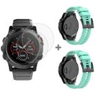 For Garmin Fenix 5X 26mm 2pcs Quick Removable Silicone Watch Band with 2pcs Tempered Glass Film(Mint Green) - 1