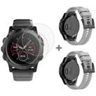 For Garmin Fenix 5X 26mm 2pcs Quick Removable Silicone Watch Band with 2pcs Tempered Glass Film(Grey) - 1