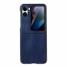 For OPPO Find N2 Flip Yellow Cow Texture PU Phone Case(Blue) - 1
