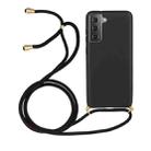 For Samsung Galaxy S23 5G Wheat Straw Material + TPU Protective Case with Lanyard(Black) - 1