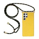 For Samsung Galaxy S23 Ultra 5G Wheat Straw Material + TPU Protective Case with Lanyard(Yellow) - 1