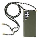 For Samsung Galaxy S23 Ultra 5G Wheat Straw Material + TPU Protective Case with Lanyard(Army Green) - 1