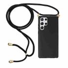 For Samsung Galaxy S23 Ultra 5G Wheat Straw Material + TPU Protective Case with Lanyard(Black) - 1