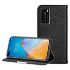 For Huawei P40 Litchi Texture Solid Color Horizontal Flip Leather Case with Bracket & Card Slots & Wallet & Lanyard(Black) - 1