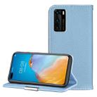 For Huawei P40 Litchi Texture Solid Color Horizontal Flip Leather Case with Bracket & Card Slots & Wallet & Lanyard(Light Blue) - 1