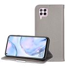 For Huawei P40 Lite Litchi Texture Solid Color Horizontal Flip Leather Case with Bracket & Card Slots & Wallet & Lanyard(Grey) - 1