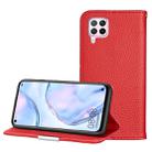 For Huawei P40 Lite Litchi Texture Solid Color Horizontal Flip Leather Case with Bracket & Card Slots & Wallet & Lanyard(Red) - 1