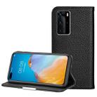 For Huawei P40 Pro Litchi Texture Solid Color Horizontal Flip Leather Case with Bracket & Card Slots & Wallet & Lanyard(Black) - 1