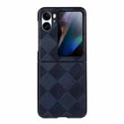 For OPPO Find N2 Flip Weave Plaid PU Phone Case(Blue) - 1