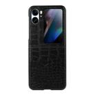 For OPPO Find N2 Flip Crocodile Top Layer Cowhide Leather Phone Case(Black) - 1