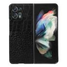 For OPPO Find N2 Crocodile Top Layer Cowhide Leather Phone Case(Black) - 1