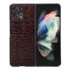 For OPPO Find N2 Crocodile Top Layer Cowhide Leather Phone Case(Coffee) - 1