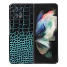 For OPPO Find N2 Crocodile Top Layer Cowhide Leather Phone Case(Cyan Blue) - 1