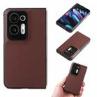 For OPPO Find N2 Carbon Fiber Texture Leather Phone Case(Red Brown) - 1