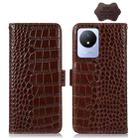 For Vivo Y02 4G Crocodile Top Layer Cowhide Leather Phone Case(Brown) - 1