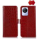 For Vivo Y02 4G Crocodile Top Layer Cowhide Leather Phone Case(Red) - 1