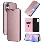 For OPPO A58 5G Carbon Fiber Texture Flip Leather Phone Case(Pink) - 1