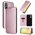 For Realme 10 4G Carbon Fiber Texture Flip Leather Phone Case(Pink) - 1