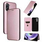 For Realme 10 Pro Carbon Fiber Texture Flip Leather Phone Case(Pink) - 1