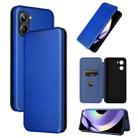 For Realme 10 Pro Carbon Fiber Texture Flip Leather Phone Case(Blue) - 1