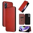 For Realme 10 Pro Carbon Fiber Texture Flip Leather Phone Case(Brown) - 1