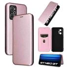 For Realme GT Neo 3T / GT Neo2 5G Carbon Fiber Texture Flip Leather Phone Case(Pink) - 1