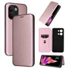 For OPPO Reno9 / Reno9 Pro 5G Carbon Fiber Texture Flip Leather Phone Case(Pink) - 1