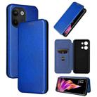 For OPPO Reno9 / Reno9 Pro 5G Carbon Fiber Texture Flip Leather Phone Case(Blue) - 1