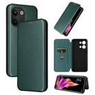 For OPPO Reno9 / Reno9 Pro 5G Carbon Fiber Texture Flip Leather Phone Case(Green) - 1