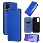 For TCL 40 R 5G Carbon Fiber Texture Flip Leather Phone Case(Blue) - 1