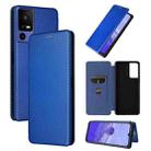 For TCL 40SE Carbon Fiber Texture Flip Leather Phone Case(Blue) - 1