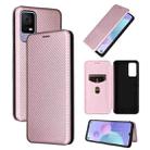 For TCL 405 Carbon Fiber Texture Flip Leather Phone Case(Pink) - 1