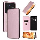 For vivo X80 Pro 5G Carbon Fiber Texture Flip Leather Phone Case(Pink) - 1