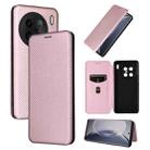 For vivo X90 Pro+ 5G Carbon Fiber Texture Flip Leather Phone Case(Pink) - 1