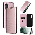 For Fujitsu Arrows N F-51C Carbon Fiber Texture Flip Leather Phone Case(Pink) - 1