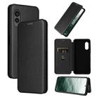 For Fujitsu Arrows N F-51C Carbon Fiber Texture Flip Leather Phone Case(Black) - 1