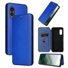 For Fujitsu Arrows N F-51C Carbon Fiber Texture Flip Leather Phone Case(Blue) - 1