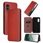 For Fujitsu Arrows N F-51C Carbon Fiber Texture Flip Leather Phone Case(Brown) - 1