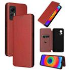 For Ulefone Note 14 Carbon Fiber Texture Flip Leather Phone Case(Brown) - 1