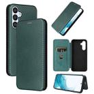 For Samsung Galaxy A54 5G Carbon Fiber Texture Flip Leather Phone Case(Green) - 1