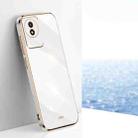 For vivo Y02 4G XINLI Straight 6D Plating Gold Edge TPU Phone Case(White) - 1