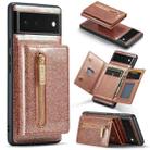 For Google Pixel 6a DG.MING M3 Series Glitter Powder Card Bag Leather Case(Rose Gold) - 1