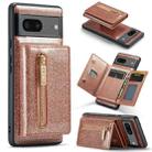 For Google Pixel 7 DG.MING M3 Series Glitter Powder Card Bag Leather Case(Rose Gold) - 1